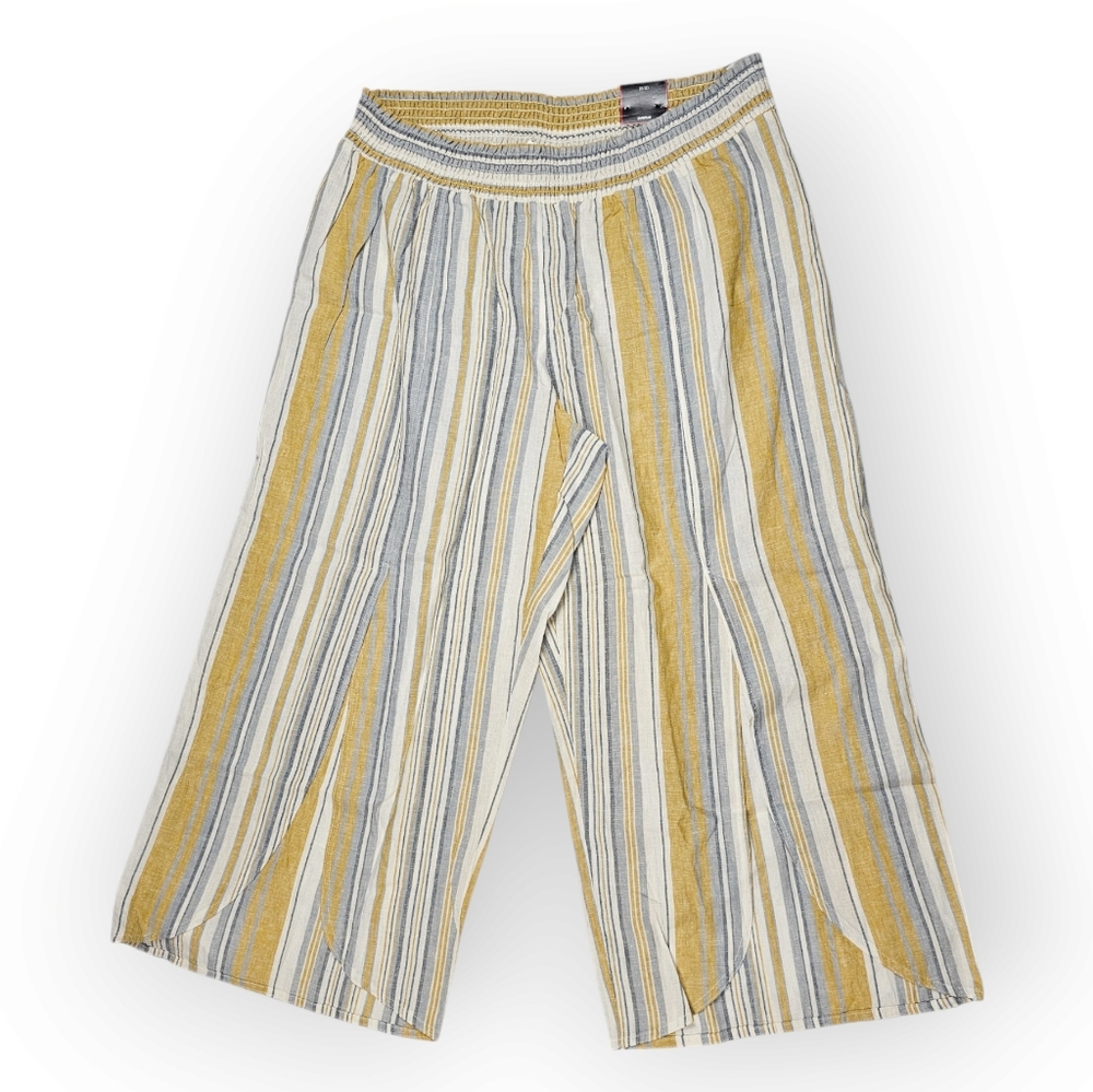 Avenue Yellow Striped Women's Wide Leg Split Hem Pants Size 18/20‎